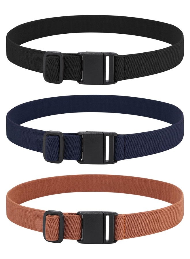 AWAYTR Kids Magnetic Belt for Girls - 3 Pack Toddler Boys Adjustable Elastic Belt for School Uniform Jeans (Black+Navy Blue+Brown;70cm) - Image 1